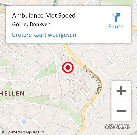 Locatie op kaart van de 112 melding: Ambulance Met Spoed Naar Goirle, Donkven op 10 december 2018 21:04