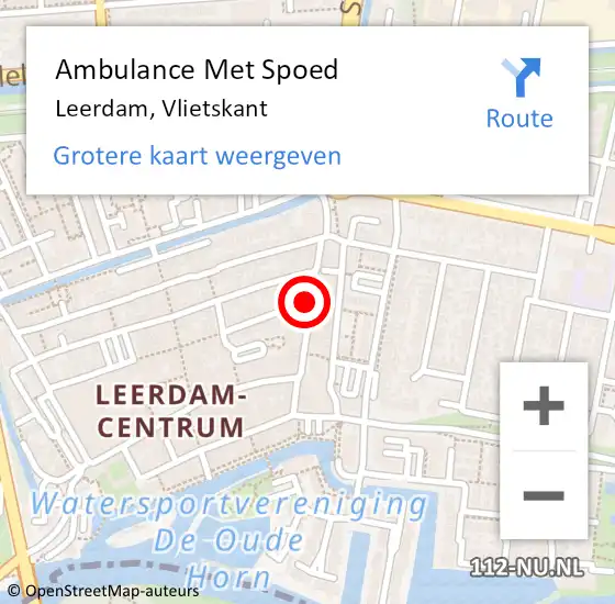 Locatie op kaart van de 112 melding: Ambulance Met Spoed Naar Leerdam, Vlietskant op 10 december 2018 21:07