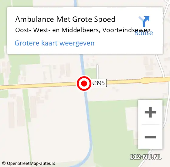 Locatie op kaart van de 112 melding: Ambulance Met Grote Spoed Naar Oost- West- en Middelbeers, Voorteindseweg op 10 december 2018 21:40