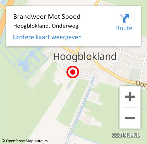 Locatie op kaart van de 112 melding: Brandweer Met Spoed Naar Hoogblokland, Onderweg op 10 december 2018 21:53