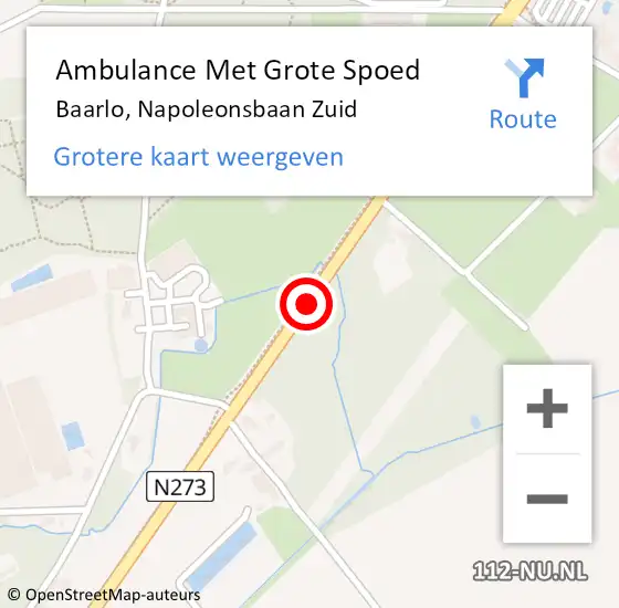 Locatie op kaart van de 112 melding: Ambulance Met Grote Spoed Naar Baarlo, Napoleonsbaan Zuid op 10 december 2018 21:59