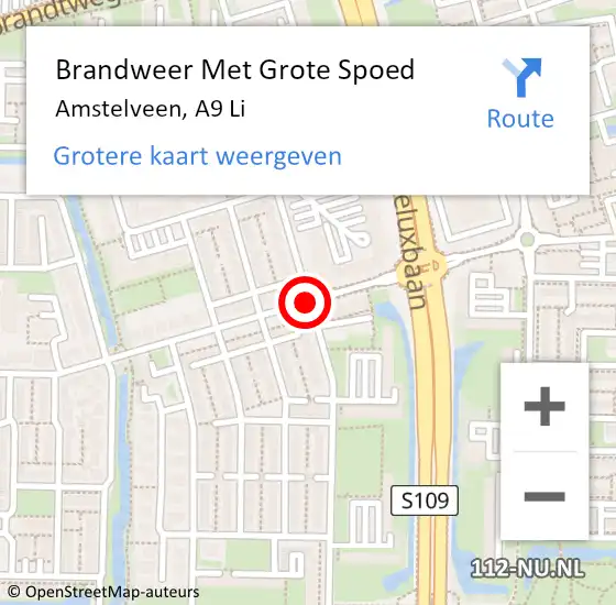 Locatie op kaart van de 112 melding: Brandweer Met Grote Spoed Naar Amstelveen, Provincialeweg op 10 december 2018 22:19