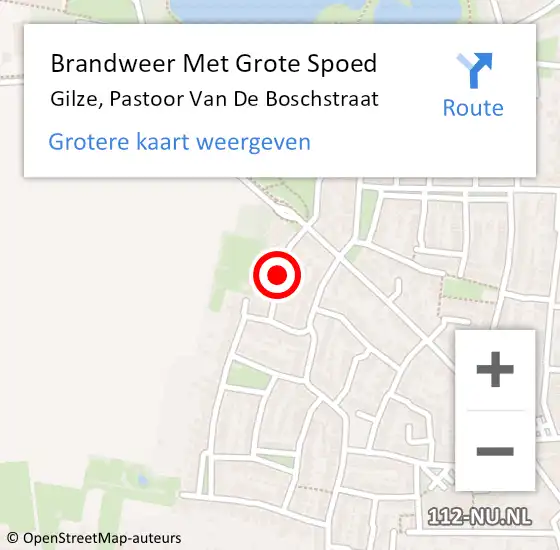 Locatie op kaart van de 112 melding: Brandweer Met Grote Spoed Naar Gilze, Pastoor Van De Boschstraat op 10 december 2018 22:32