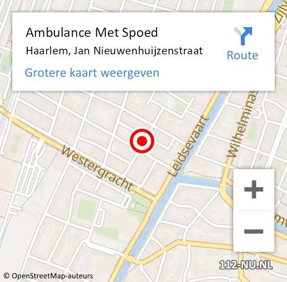 Locatie op kaart van de 112 melding: Ambulance Met Spoed Naar Haarlem, Jan Nieuwenhuijzenstraat op 10 december 2018 22:36