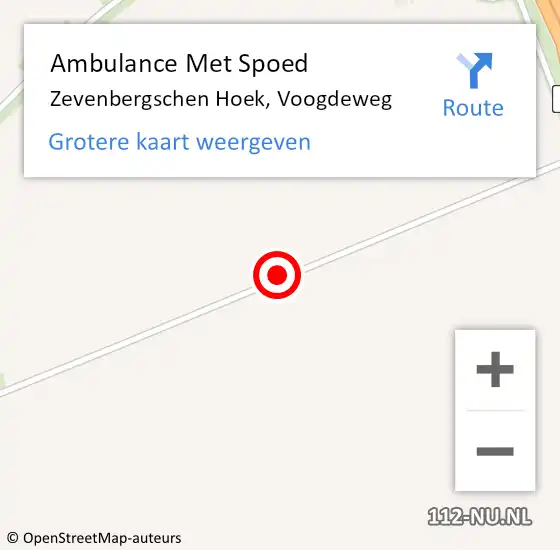 Locatie op kaart van de 112 melding: Ambulance Met Spoed Naar Zevenbergschen Hoek, Voogdeweg op 10 december 2018 22:38
