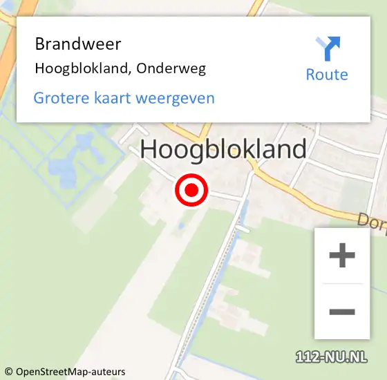 Locatie op kaart van de 112 melding: Brandweer Hoogblokland, Onderweg op 11 december 2018 00:08