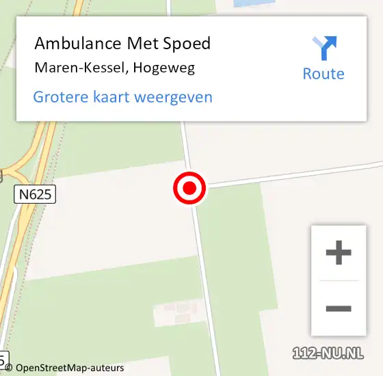 Locatie op kaart van de 112 melding: Ambulance Met Spoed Naar Maren-Kessel, Hogeweg op 11 december 2018 03:49