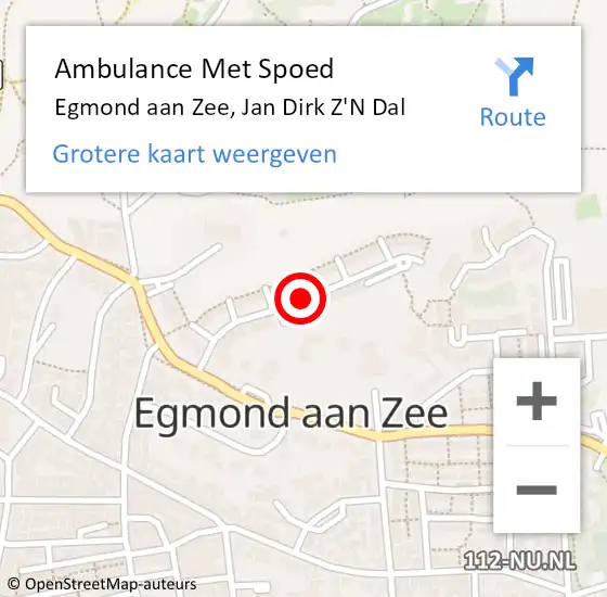 Locatie op kaart van de 112 melding: Ambulance Met Spoed Naar Egmond aan Zee, Jan Dirk Z'N Dal op 11 december 2018 08:41