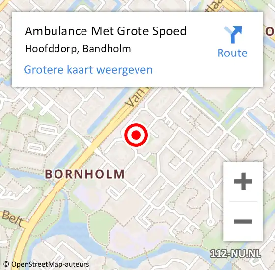 Locatie op kaart van de 112 melding: Ambulance Met Grote Spoed Naar Hoofddorp, Bandholm op 11 december 2018 08:45