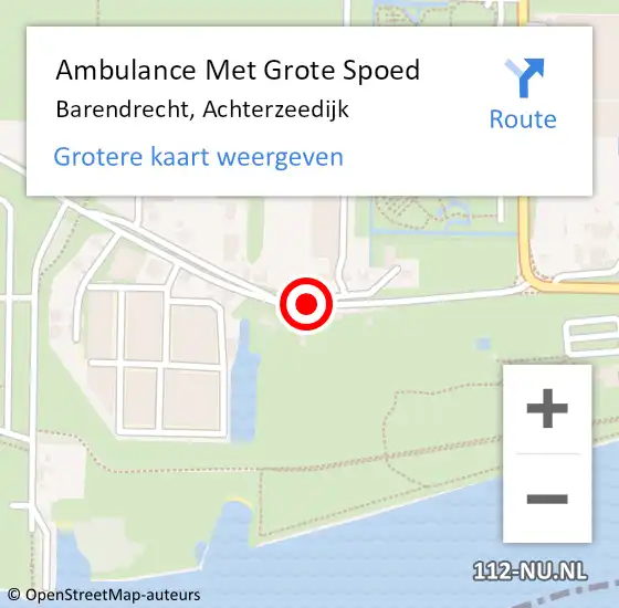 Locatie op kaart van de 112 melding: Ambulance Met Grote Spoed Naar Barendrecht, Achterzeedijk op 11 december 2018 08:48