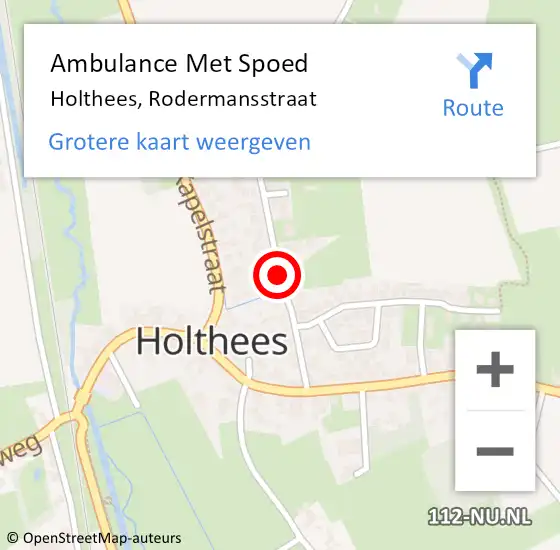 Locatie op kaart van de 112 melding: Ambulance Met Spoed Naar Holthees, Rodermansstraat op 11 december 2018 09:07