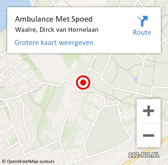 Locatie op kaart van de 112 melding: Ambulance Met Spoed Naar Waalre, Dirck van Hornelaan op 11 december 2018 09:59