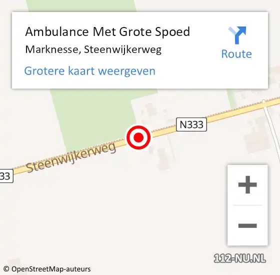 Locatie op kaart van de 112 melding: Ambulance Met Grote Spoed Naar Marknesse, Steenwijkerweg op 11 december 2018 11:08
