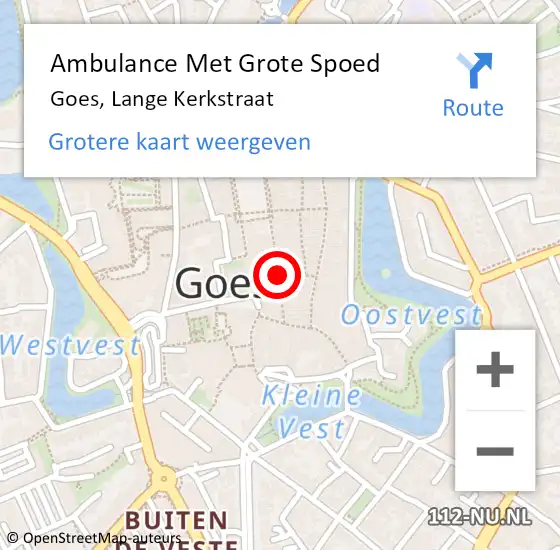 Locatie op kaart van de 112 melding: Ambulance Met Grote Spoed Naar Goes, Lange Kerkstraat op 11 december 2018 11:18