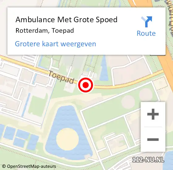 Locatie op kaart van de 112 melding: Ambulance Met Grote Spoed Naar Rotterdam, Toepad op 11 december 2018 11:36