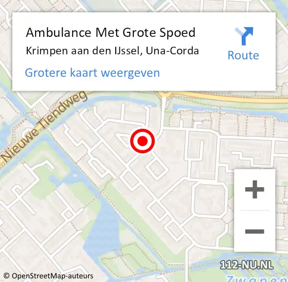 Locatie op kaart van de 112 melding: Ambulance Met Grote Spoed Naar Krimpen aan den IJssel, Una-Corda op 11 december 2018 11:49