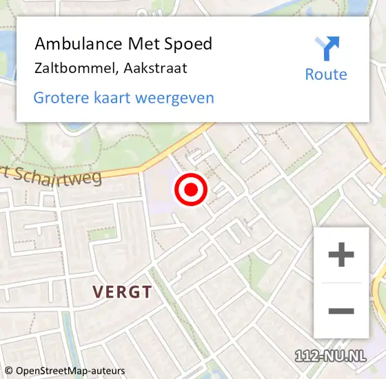 Locatie op kaart van de 112 melding: Ambulance Met Spoed Naar Zaltbommel, Aakstraat op 11 december 2018 11:50