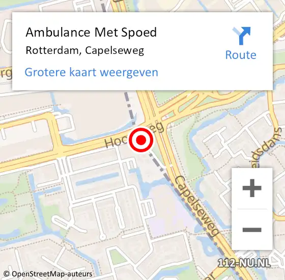 Locatie op kaart van de 112 melding: Ambulance Met Spoed Naar Rotterdam, Capelseweg op 11 december 2018 11:51