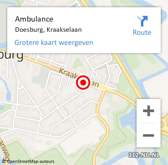 Locatie op kaart van de 112 melding: Ambulance Doesburg, Kraakselaan op 11 december 2018 11:52