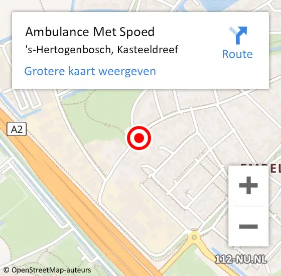 Locatie op kaart van de 112 melding: Ambulance Met Spoed Naar 's-Hertogenbosch, Kasteeldreef op 11 december 2018 12:48