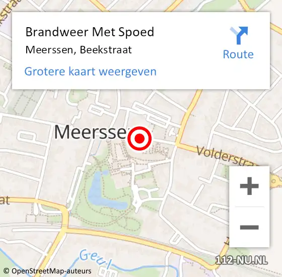 Locatie op kaart van de 112 melding: Brandweer Met Spoed Naar Meerssen, Beekstraat op 11 december 2018 13:05