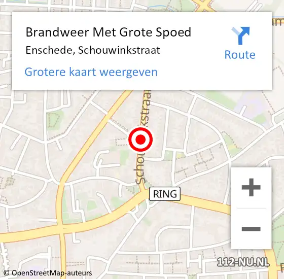 Locatie op kaart van de 112 melding: Brandweer Met Grote Spoed Naar Enschede, Schouwinkstraat op 11 december 2018 13:05