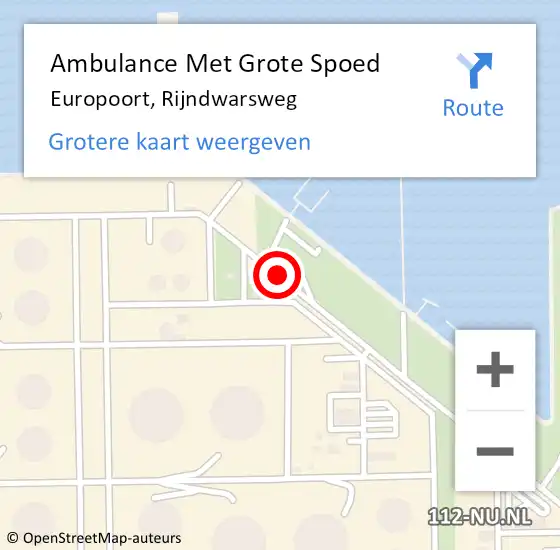 Locatie op kaart van de 112 melding: Ambulance Met Grote Spoed Naar Europoort, Rijndwarsweg op 11 december 2018 13:24