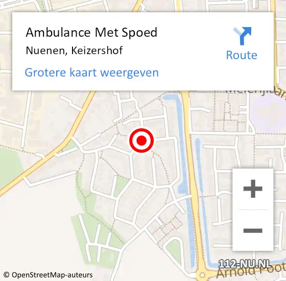 Locatie op kaart van de 112 melding: Ambulance Met Spoed Naar Nuenen, Keizershof op 11 december 2018 13:37