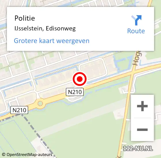 Locatie op kaart van de 112 melding: Politie IJsselstein, Edisonweg op 11 december 2018 14:22