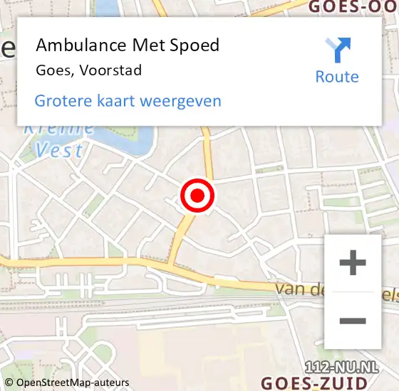 Locatie op kaart van de 112 melding: Ambulance Met Spoed Naar Goes, Voorstad op 11 december 2018 14:43