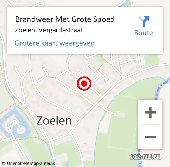 Locatie op kaart van de 112 melding: Brandweer Met Grote Spoed Naar Zoelen, Vergardestraat op 11 december 2018 14:50