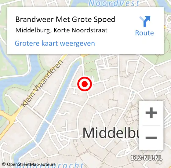 Locatie op kaart van de 112 melding: Brandweer Met Grote Spoed Naar Middelburg, Korte Noordstraat op 11 december 2018 15:24