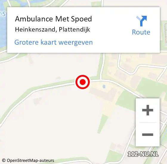 Locatie op kaart van de 112 melding: Ambulance Met Spoed Naar Heinkenszand, Plattendijk op 11 december 2018 15:37