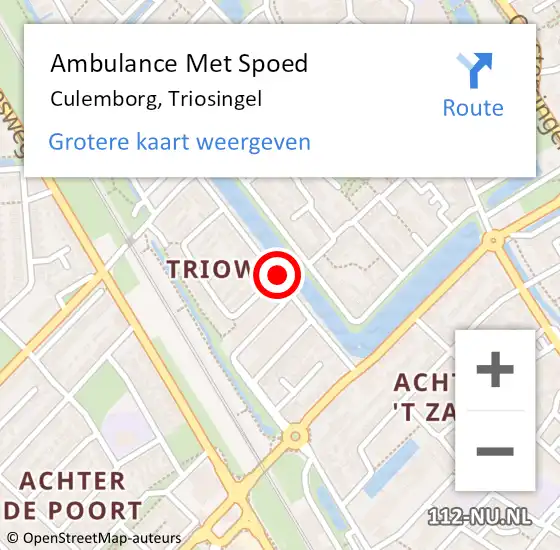 Locatie op kaart van de 112 melding: Ambulance Met Spoed Naar Culemborg, Triosingel op 11 december 2018 15:38