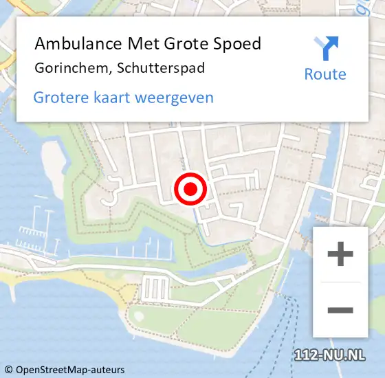 Locatie op kaart van de 112 melding: Ambulance Met Grote Spoed Naar Gorinchem, Schutterspad op 11 december 2018 15:54