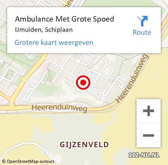 Locatie op kaart van de 112 melding: Ambulance Met Grote Spoed Naar IJmuiden, Schiplaan op 11 december 2018 15:55