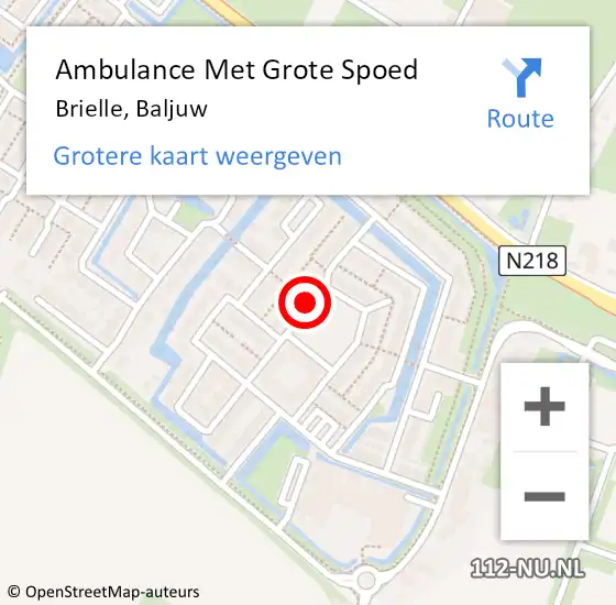 Locatie op kaart van de 112 melding: Ambulance Met Grote Spoed Naar Brielle, Baljuw op 11 december 2018 16:08
