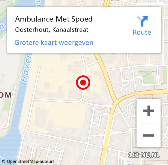 Locatie op kaart van de 112 melding: Ambulance Met Spoed Naar Oosterhout, Kanaalstraat op 11 december 2018 16:31