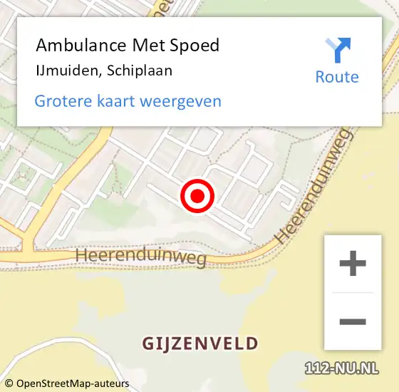 Locatie op kaart van de 112 melding: Ambulance Met Spoed Naar IJmuiden, Schiplaan op 11 december 2018 16:46