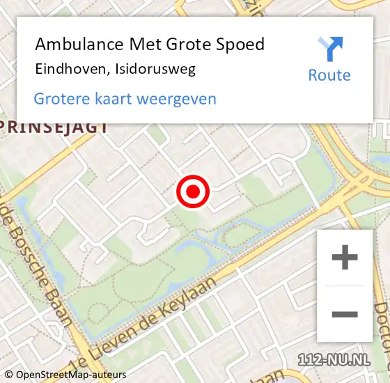 Locatie op kaart van de 112 melding: Ambulance Met Grote Spoed Naar Eindhoven, Isidorusweg op 11 december 2018 16:48