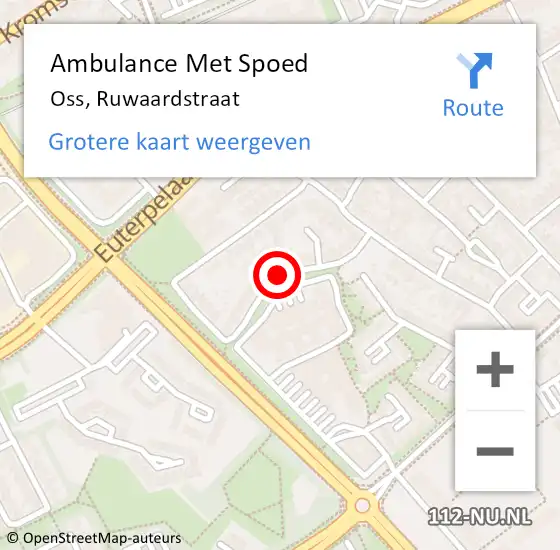 Locatie op kaart van de 112 melding: Ambulance Met Spoed Naar Oss, Ruwaardstraat op 11 december 2018 16:54