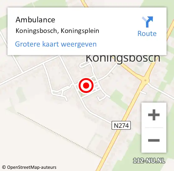 Locatie op kaart van de 112 melding: Ambulance Koningsbosch, Koningsplein op 11 december 2018 17:11