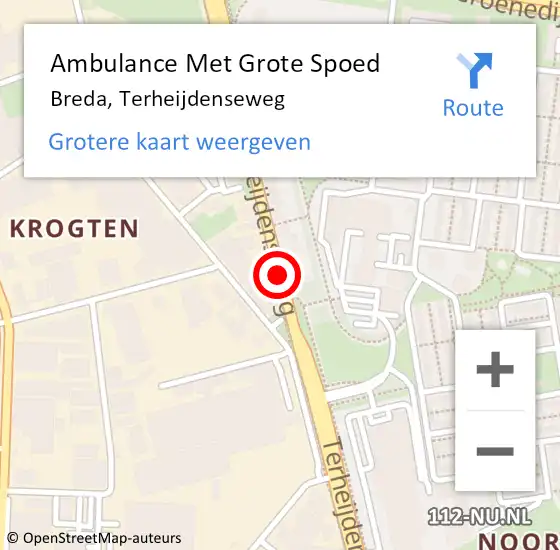Locatie op kaart van de 112 melding: Ambulance Met Grote Spoed Naar Breda, Terheijdenseweg op 11 december 2018 17:19