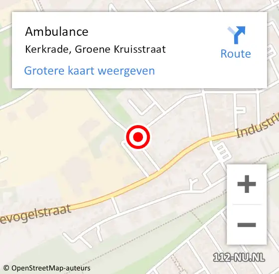 Locatie op kaart van de 112 melding: Ambulance Kerkrade, Groene Kruisstraat op 17 maart 2014 12:27