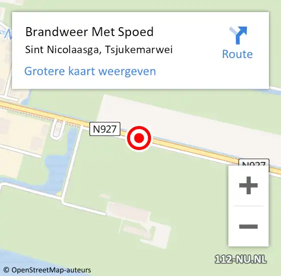 Locatie op kaart van de 112 melding: Brandweer Met Spoed Naar Sint Nicolaasga, Tsjukemarwei op 11 december 2018 18:08