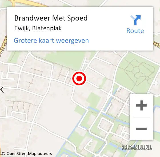 Locatie op kaart van de 112 melding: Brandweer Met Spoed Naar Ewijk, Blatenplak op 11 december 2018 18:22