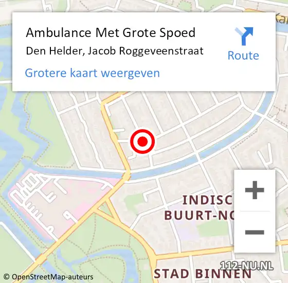 Locatie op kaart van de 112 melding: Ambulance Met Grote Spoed Naar Den Helder, Jacob Roggeveenstraat op 11 december 2018 18:40