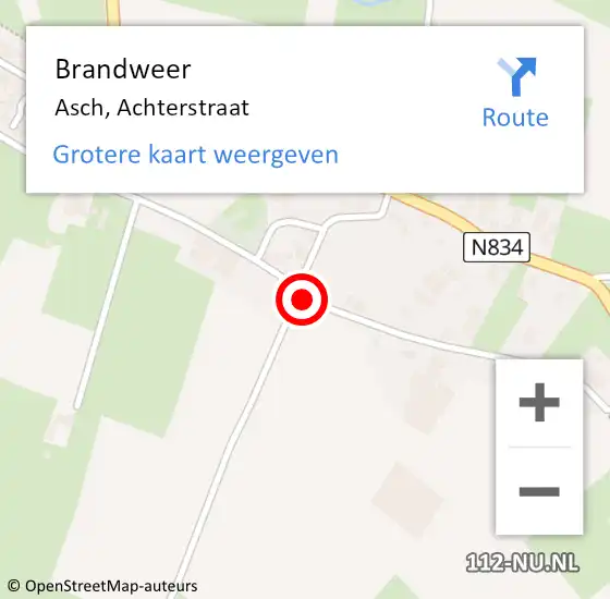 Locatie op kaart van de 112 melding: Brandweer Asch, Achterstraat op 11 december 2018 19:40