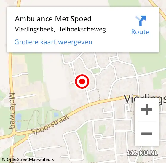 Locatie op kaart van de 112 melding: Ambulance Met Spoed Naar Vierlingsbeek, Heihoekscheweg op 11 december 2018 19:44