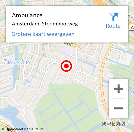 Locatie op kaart van de 112 melding: Ambulance Amsterdam, Stoombootweg op 11 december 2018 20:16
